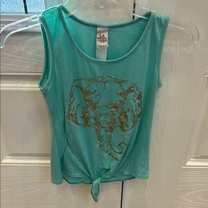 La Hearts Teal Tank with Gold Elephant Design